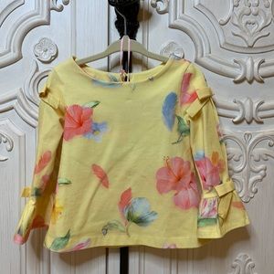 Lapin house girls kids long sleeve yellow floral blouse size 2